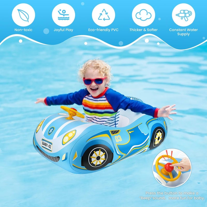 RADSHSP Baby Pool Float 3D Car Baby Floaties for Toddlers 12-48 Months Heavy Duty Infant Swim Float Toddlers Pool Floats Kids Swim Floaties Swimming Pool Floats for 1-4 Years Toddler Floaties for Boys & Girls - Image 2